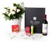 Caja regalo 10 rosas blancas + Nestlé + Durex + vino Rioja _caja-negra-pequeña-+-10-blancas-+-bombones-+-durex-+-velas-+-tinto