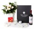 Caja regalo 10 rosas blancas + Nestlé + vino Rioja_caja-grande-negra-+-10-blancas-+-bombones-+vela-+-tinto