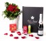 Caja regalo 10 rosas rojas + Nestlé + Durex + cava_caja-negra-pequeña-+-10-rojas-+-bombones-+-durex-+-velas-+-cava