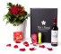 Caja regalo 10 rosas rojas + Nestlé + Durex + vino Rioja_caja-negra-pequeña-+-10-rojas-+-bombones-+-durex-+-velas-+-tinto