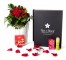 Caja regalo 10 rosas rojas + Nestlé + Durex _caja-negra-pequeña-+-10-rojas-+-bombones-+-durex-+-velas