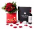 Caja regalo 12 rosas rojas + Nestlé + vino Rioja_caja-pequeña-negra-+-12-rojas-+-bombones-+-vela-+-tinto