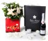 Caja regalo 15 rosas blancas + Nestlé grande + cava_caja-grande-negra-+-15-blancas-+-bombones-y-vela-con-botella-cava