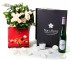 Caja regalo 15 rosas blancas + Nestlé grande + vino blanco_caja-grande-negra-+-15-blancas-+-bombones-y-vela-con-botella-blanco