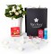 Caja regalo 6 rosas blancas + Nestlé + Durex_caja-pequeña-negra-+-6-blancas-+-bombones-+-durex-+-velas