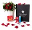 Caja regalo 6 rosas rojas + Nestlé + Durex_caja-pequeña-negra-+-6-rojas-+-bombones-+-durex-+-velas